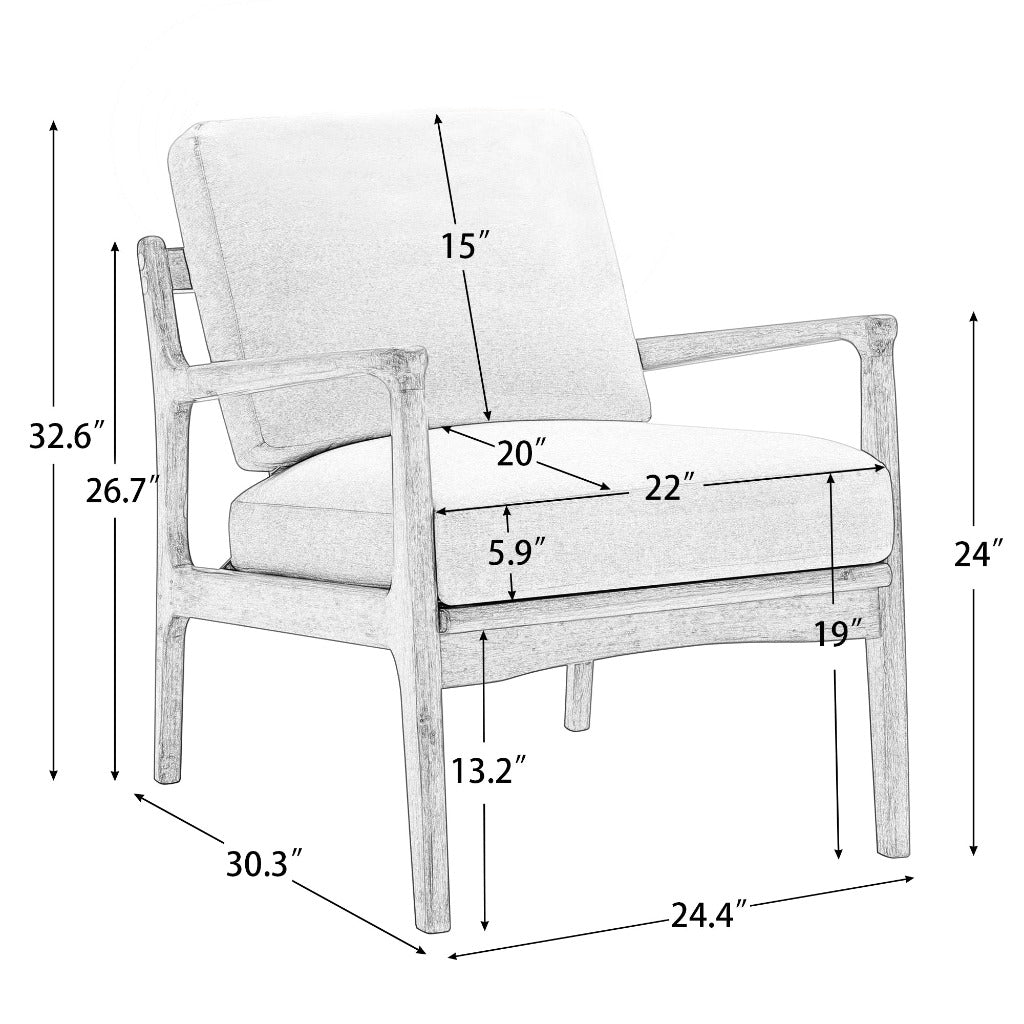 Wood Linen Accent Chair