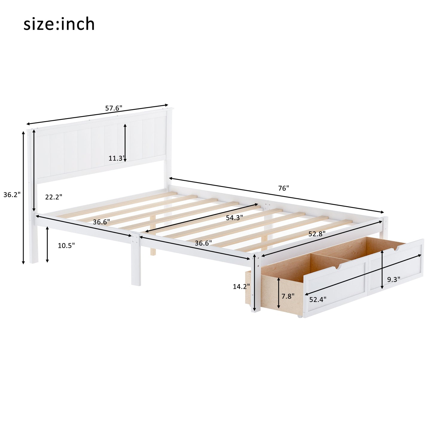 White Pine Storage Full Bed