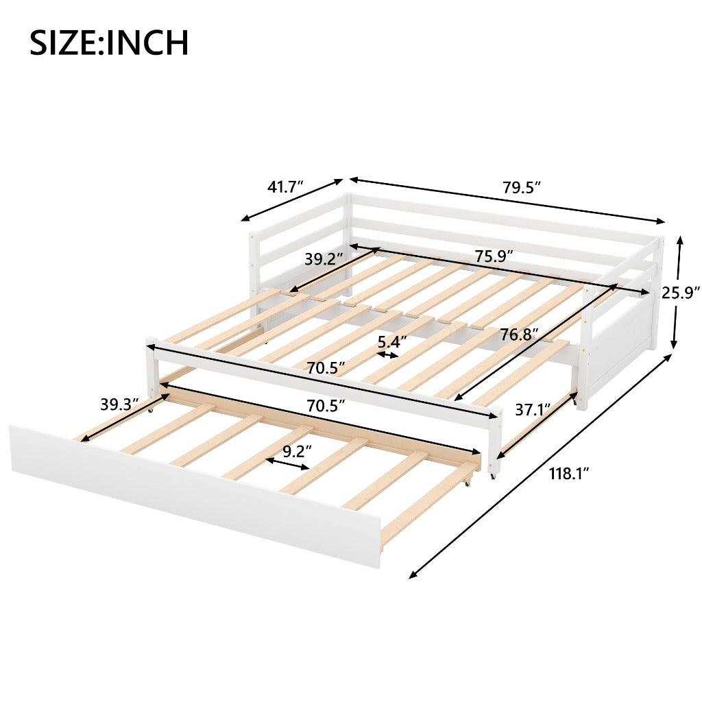 White Dual-Size Daybed with Trundle