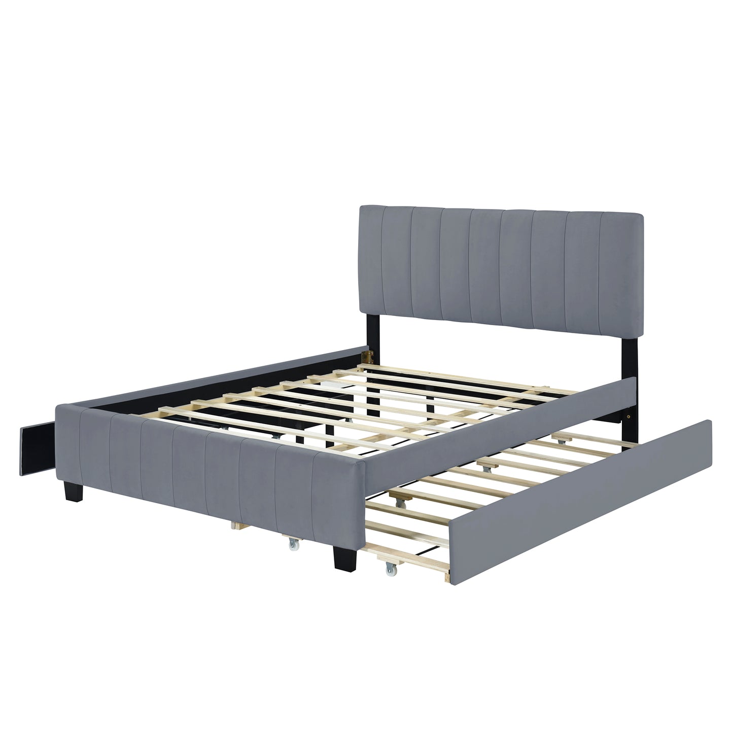 Grey Upholstered Storage Queen Bed