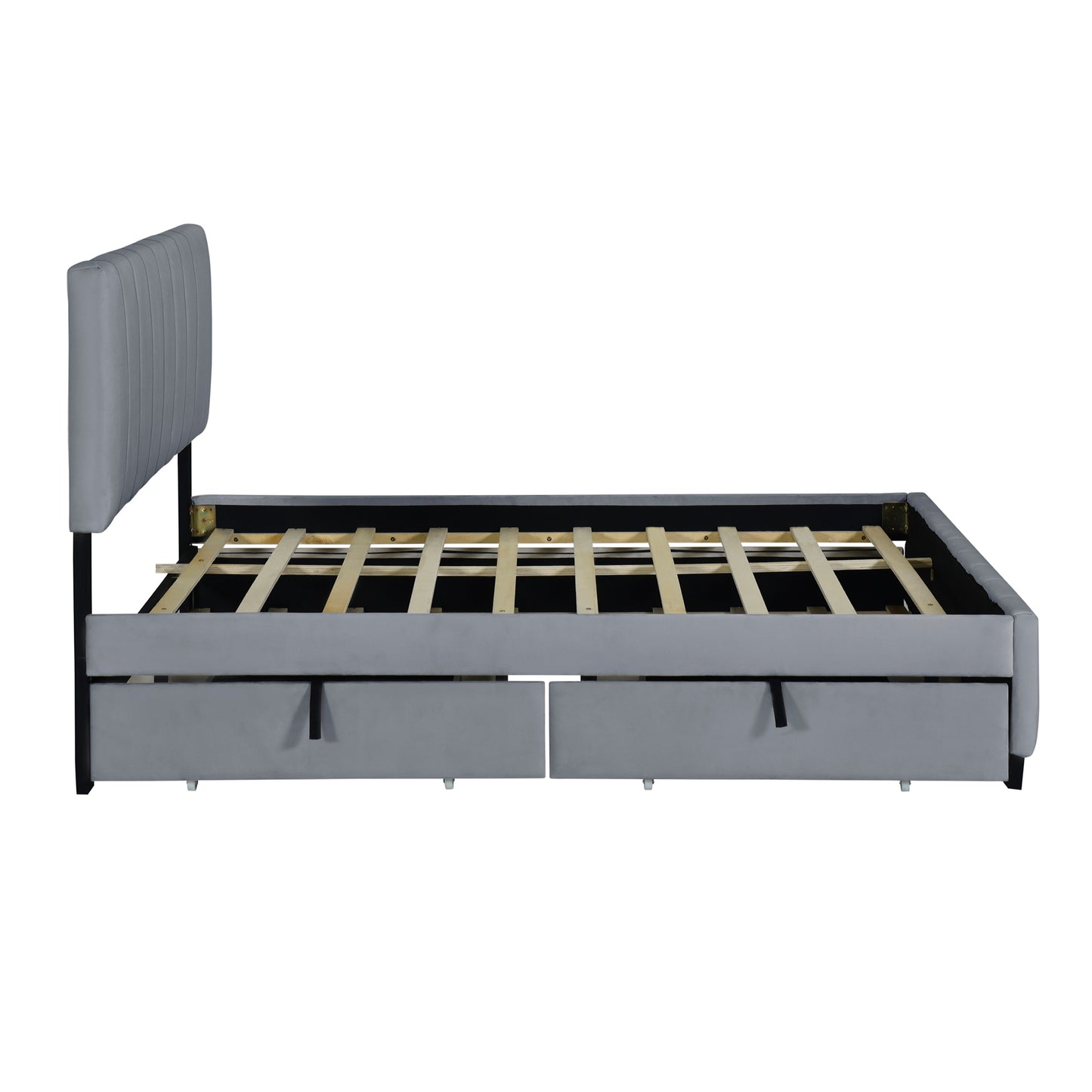 Grey Upholstered Storage Queen Bed