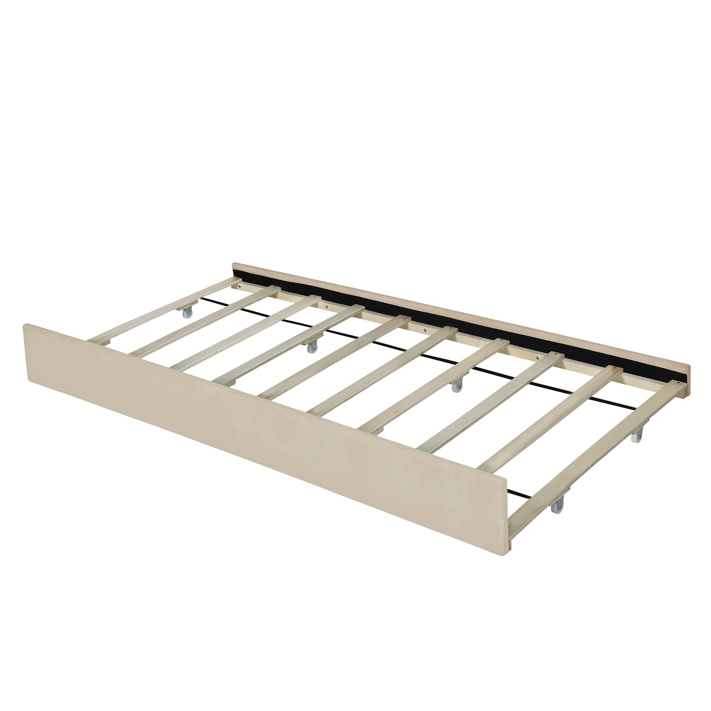 Beige Upholstered Storage Queen Bed