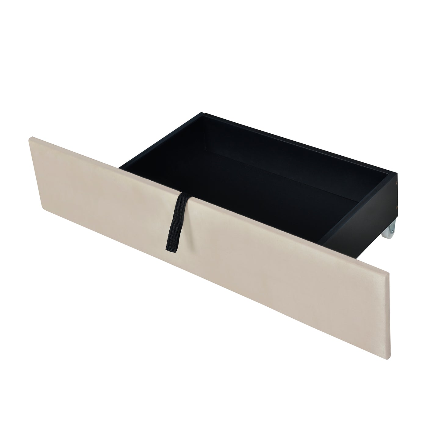 Beige Upholstered Storage Queen Bed