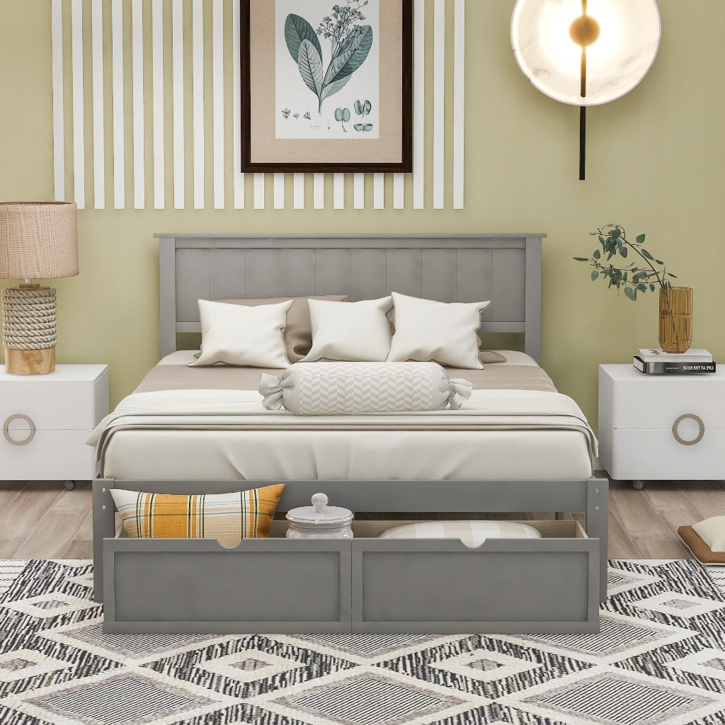 Grey Pine Storage Full Bed