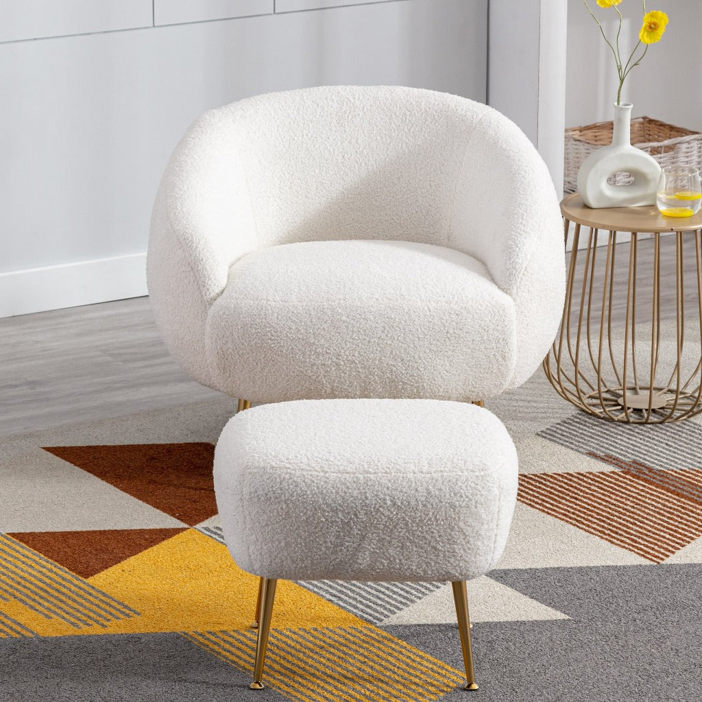 White Leisure Accent Chair and Ottoman
