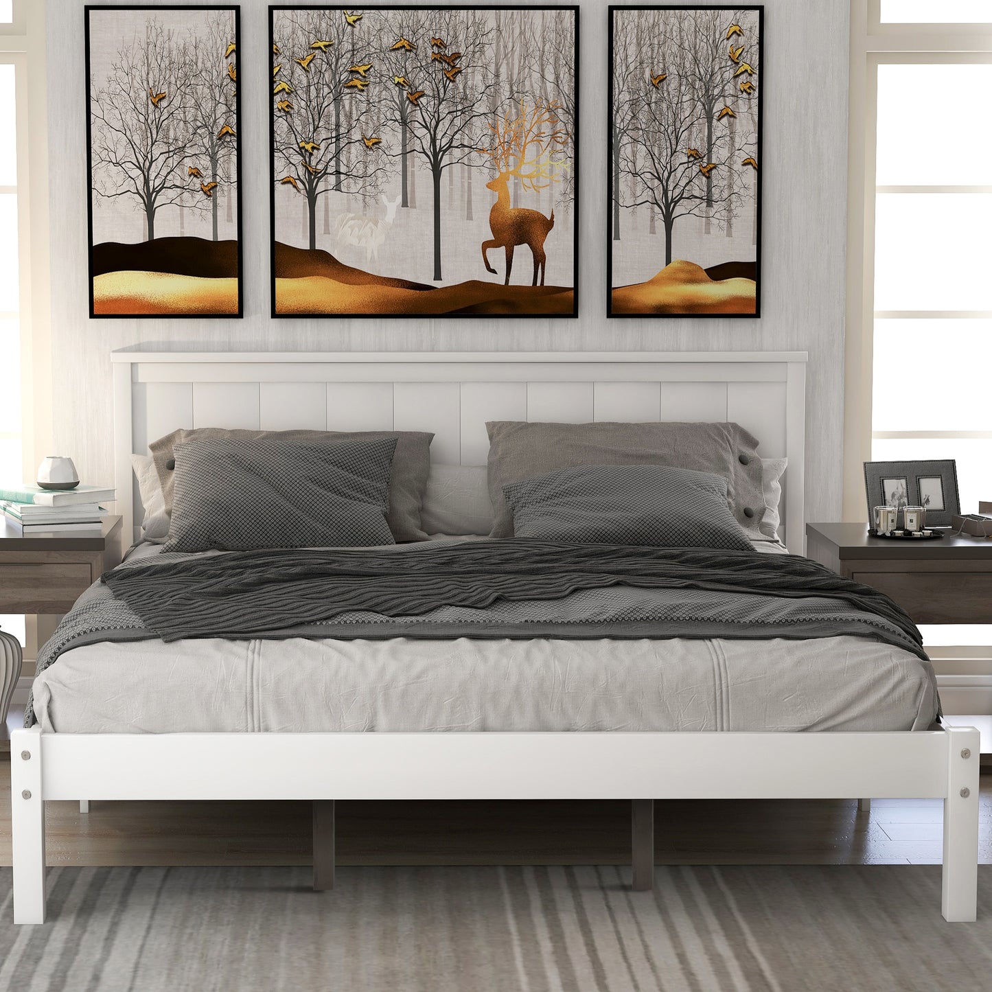 White Pine Platform Queen Bed