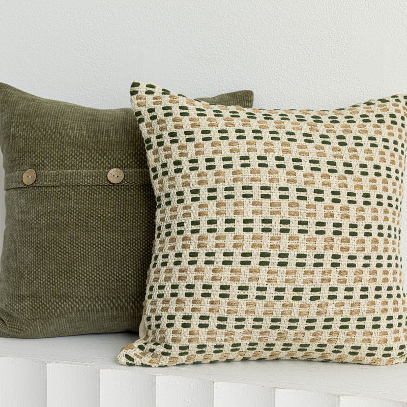 Olive Green Knitted Pillow 18x18 Inch