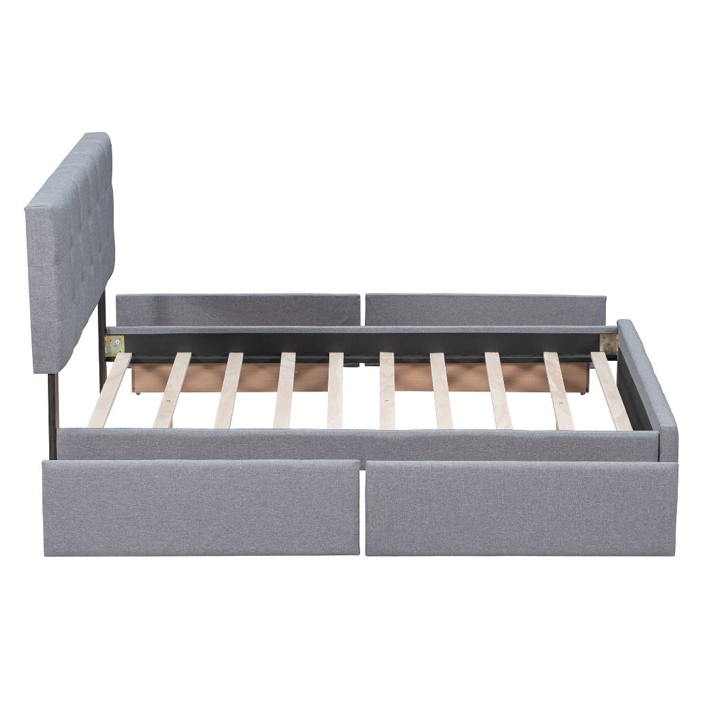 Light Grey Upholstered Storage Queen Bed