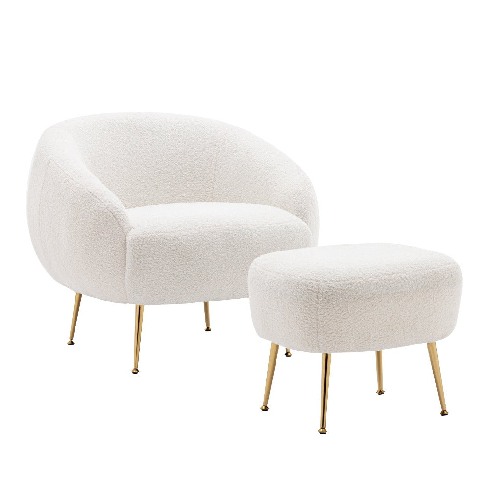 White Leisure Accent Chair and Ottoman