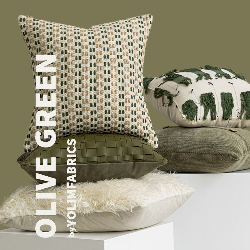 Olive Green Knitted Pillow 18x18 Inch