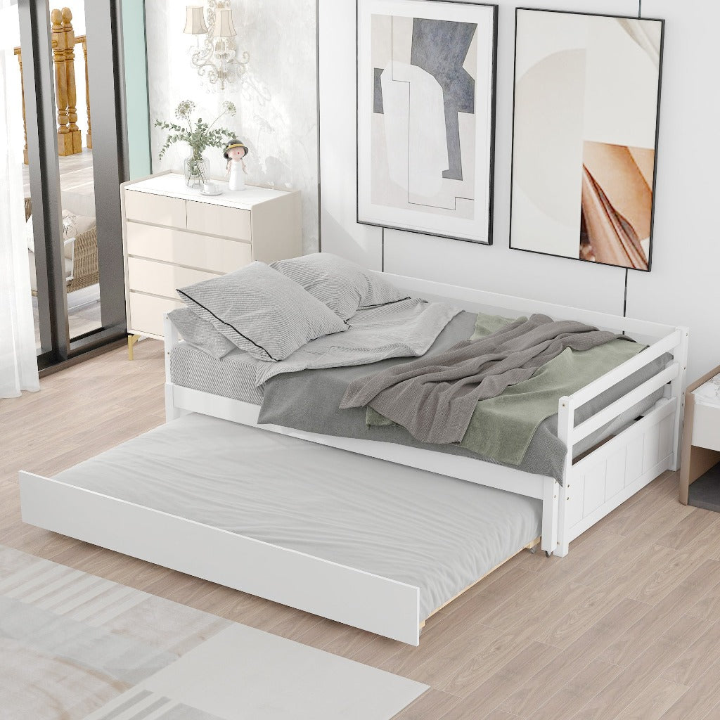 White Dual-Size Daybed with Trundle