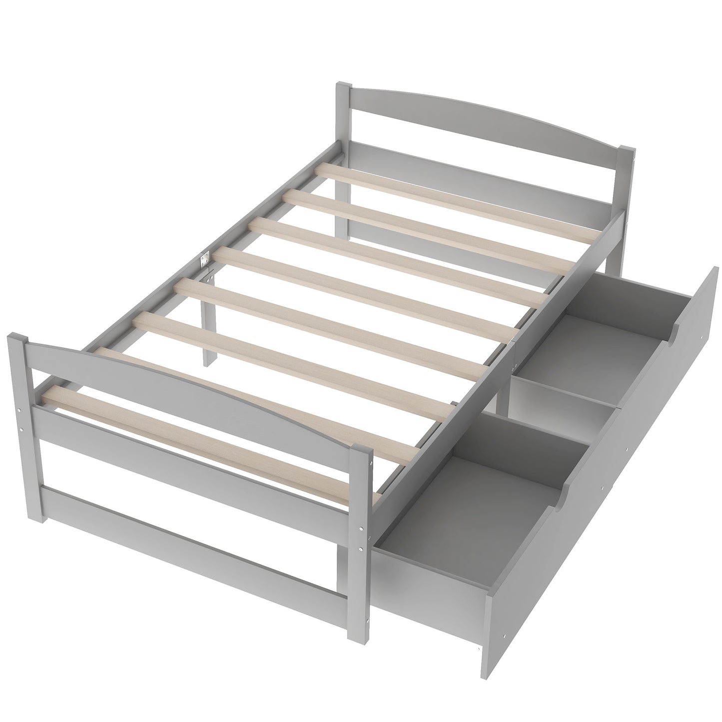 Grey Pine Storage Twin Bed