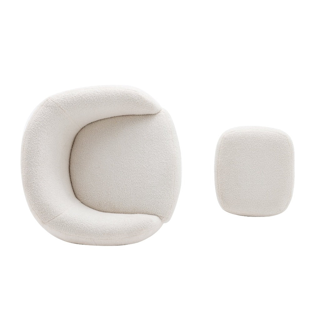 White Leisure Accent Chair and Ottoman
