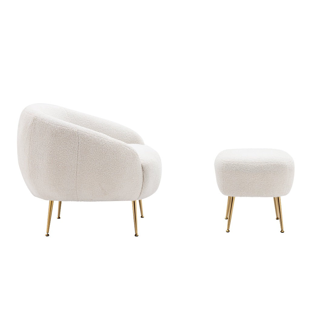 White Leisure Accent Chair and Ottoman