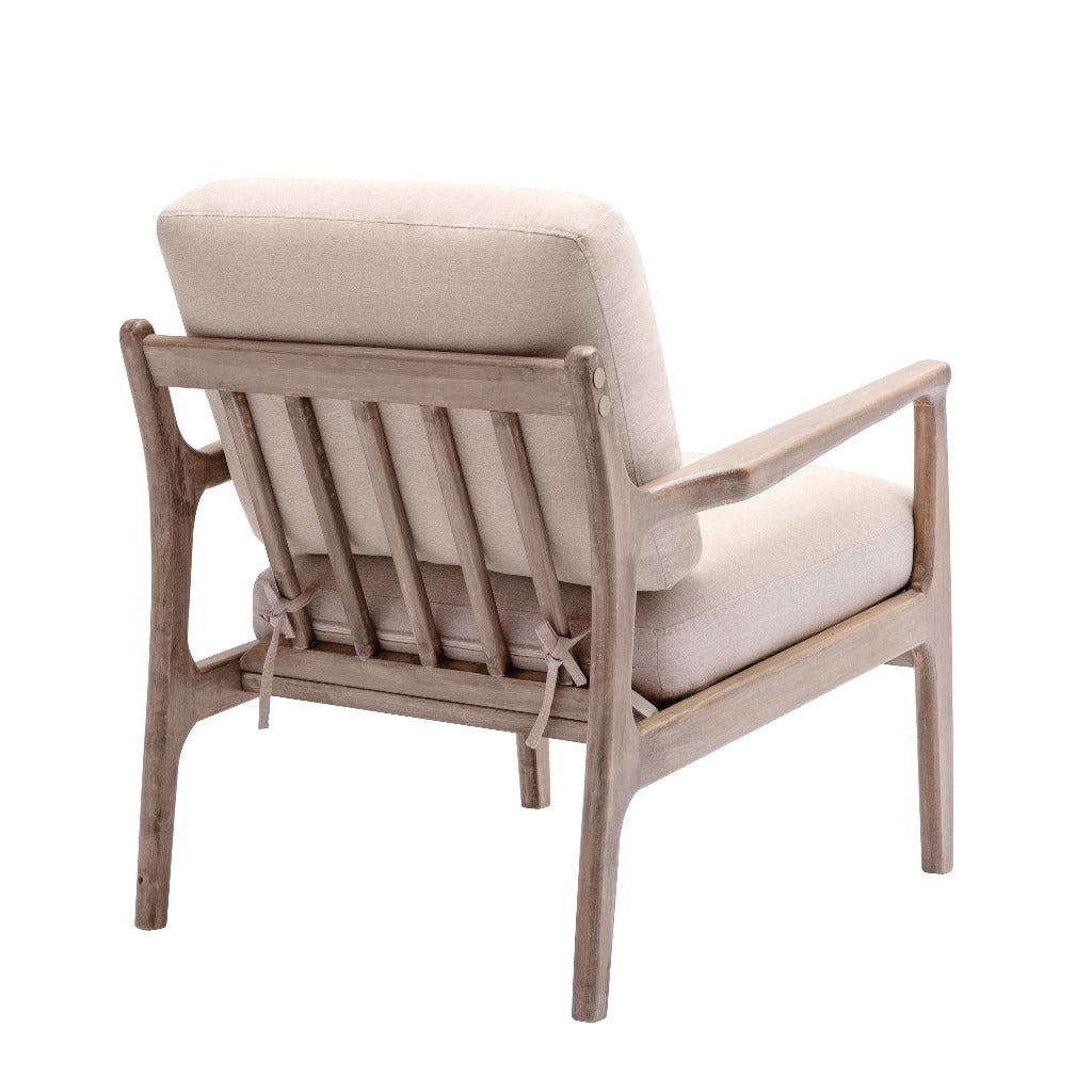 Wood Linen Accent Chair