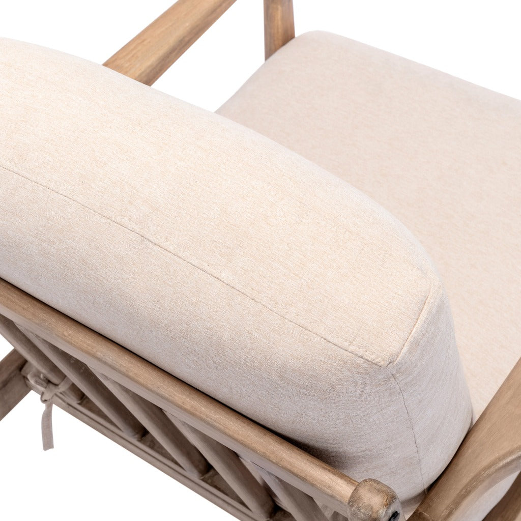 Wood Linen Accent Chair