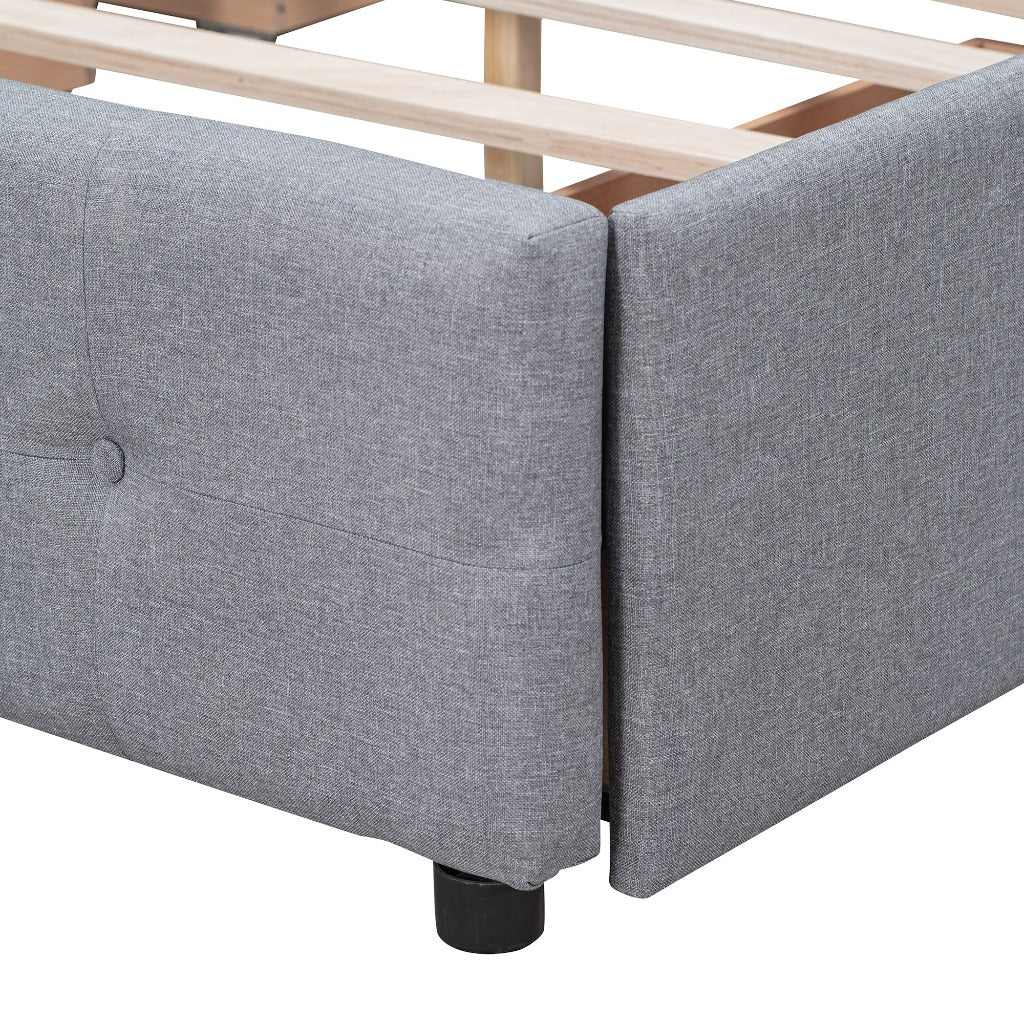 Light Grey Upholstered Storage Queen Bed