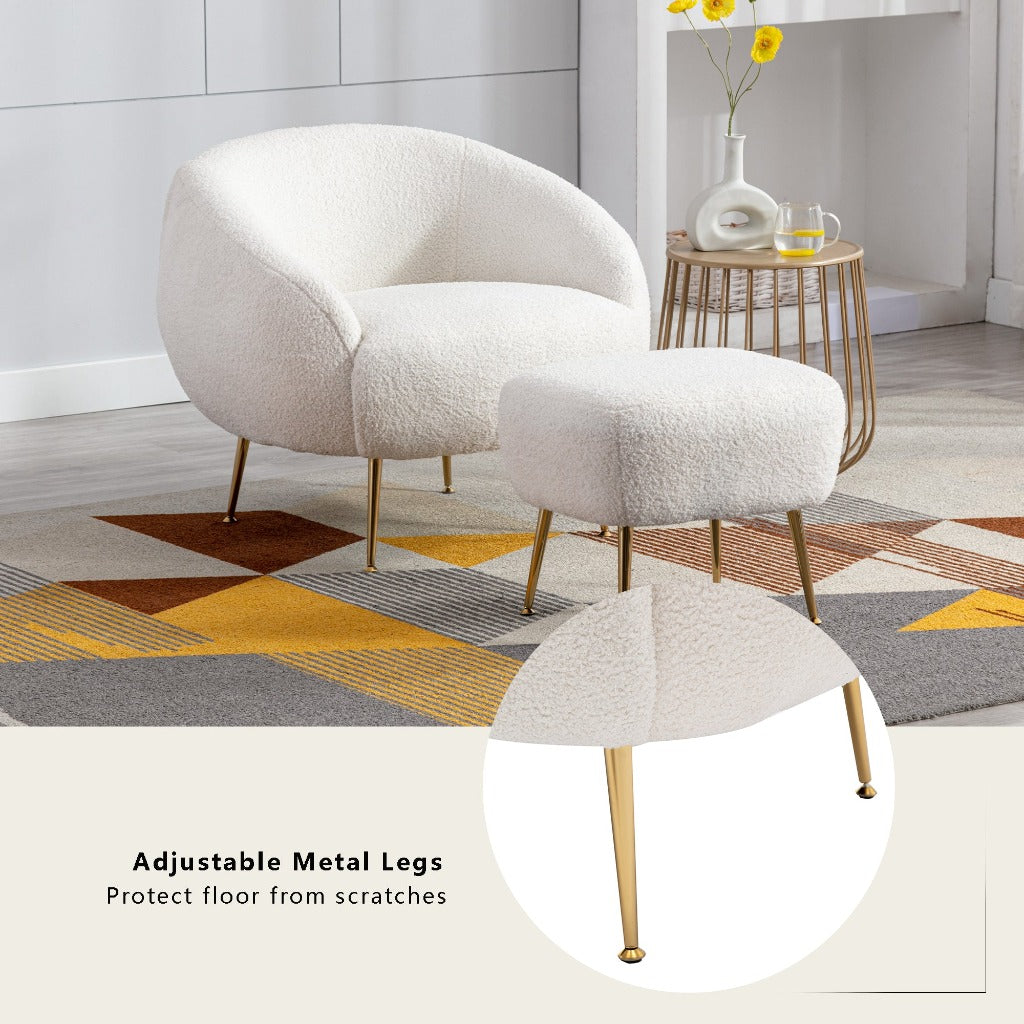 White Leisure Accent Chair and Ottoman