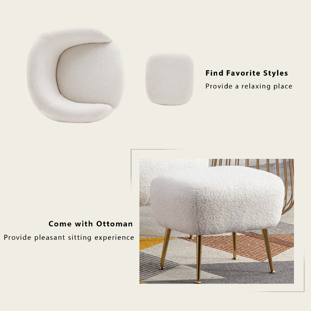 White Leisure Accent Chair and Ottoman