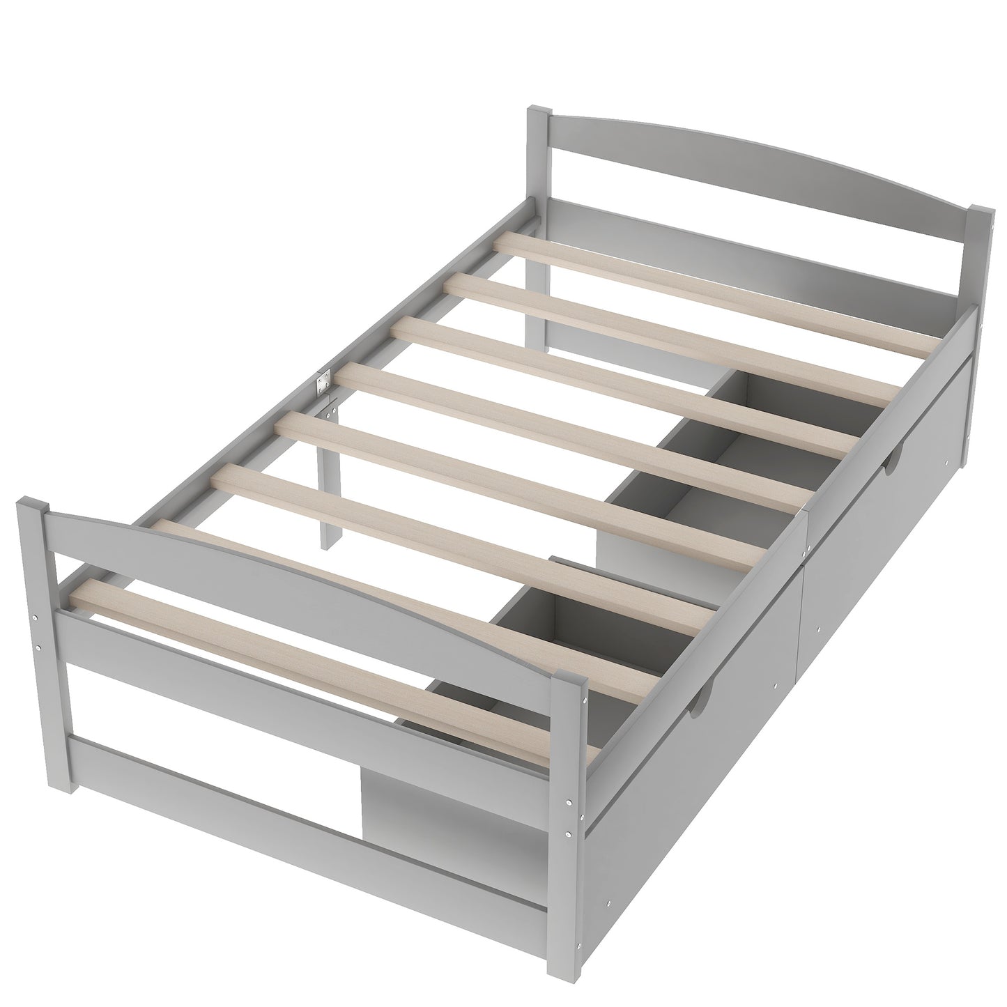 Grey Pine Storage Twin Bed