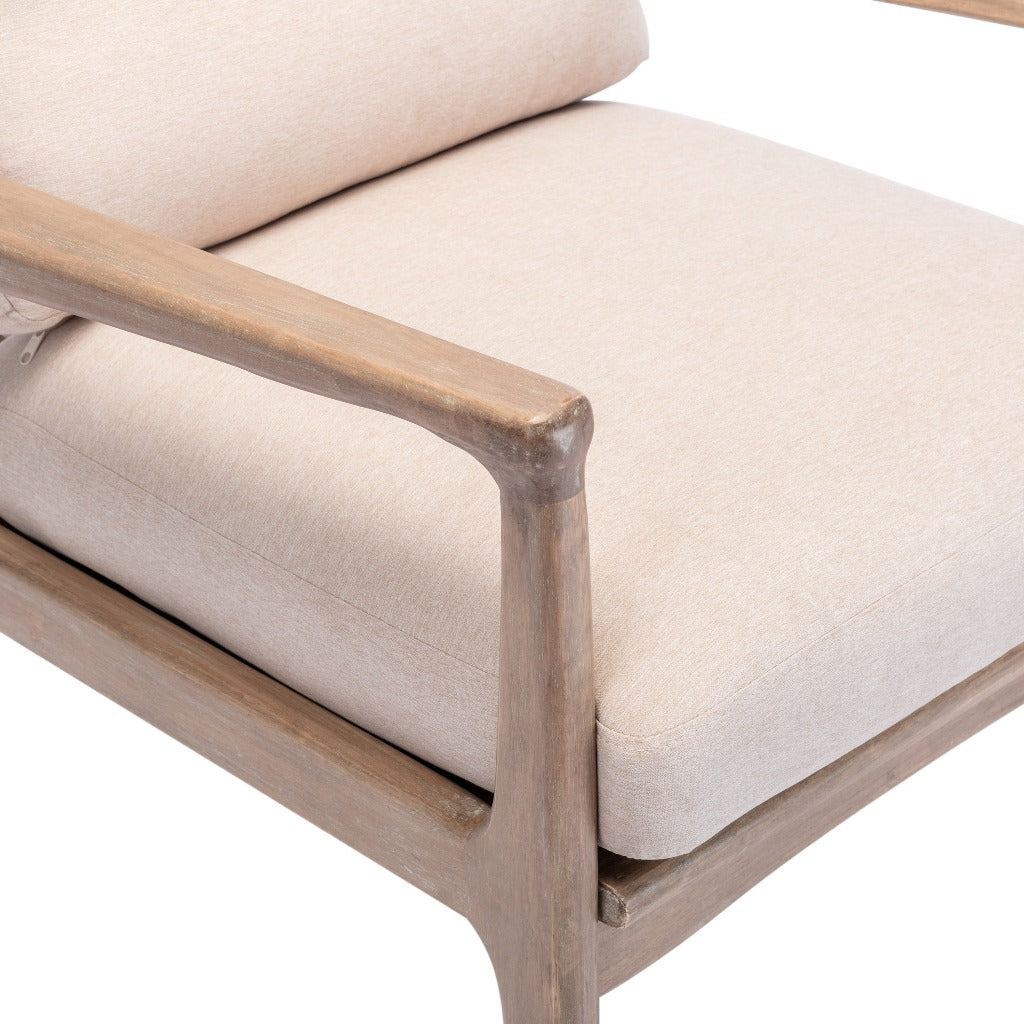 Wood Linen Accent Chair