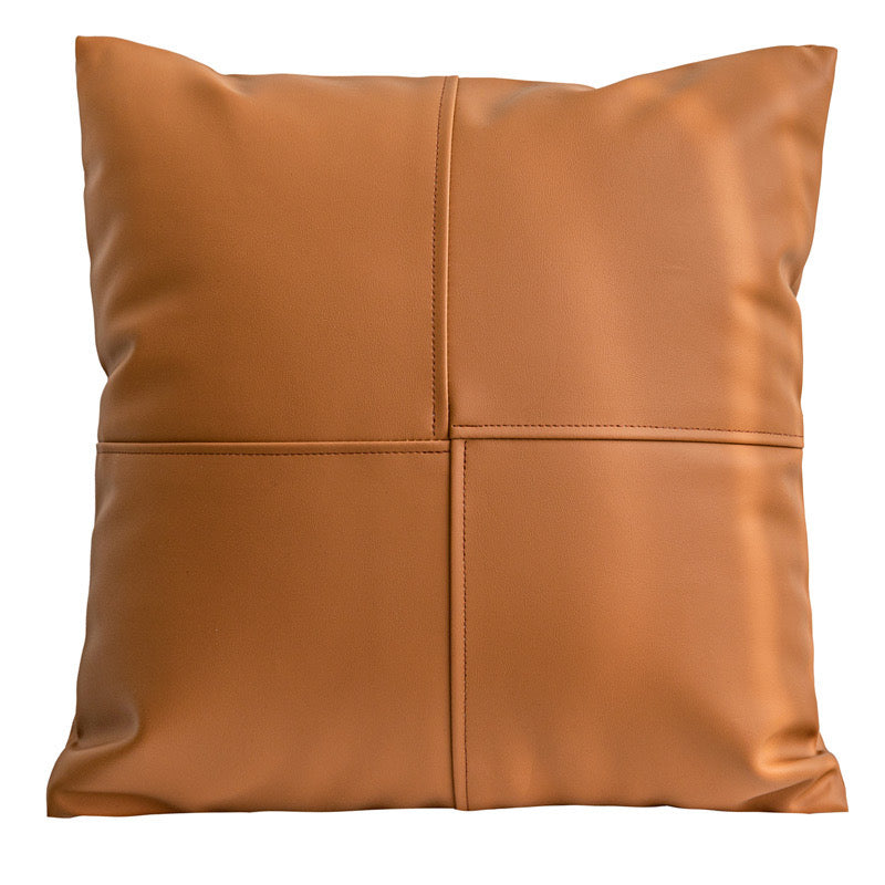 Tangerine Brown PU Leather Throw Pillow 18x18 Inch