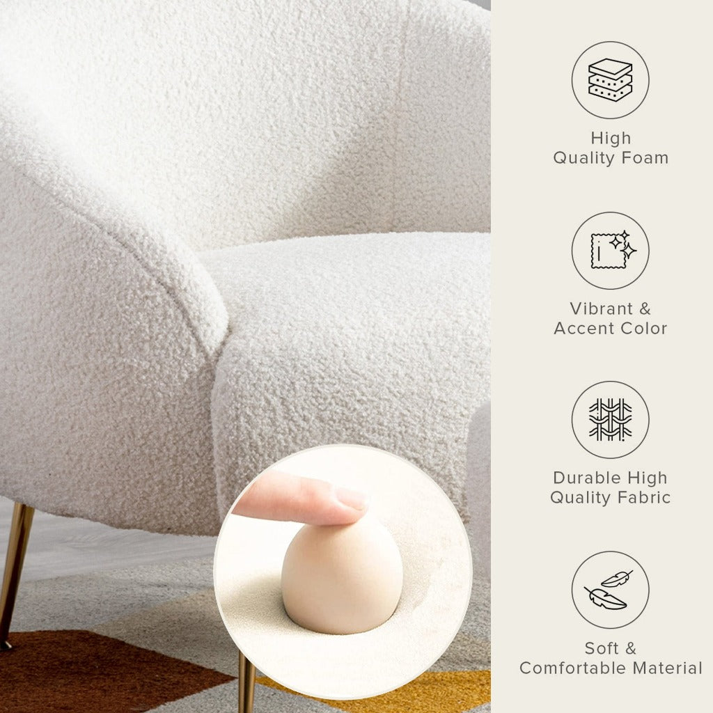 White Leisure Accent Chair and Ottoman