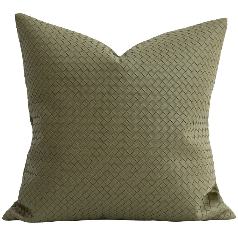 Sage Green PU Leather Throw Pillow 18x18 Inch