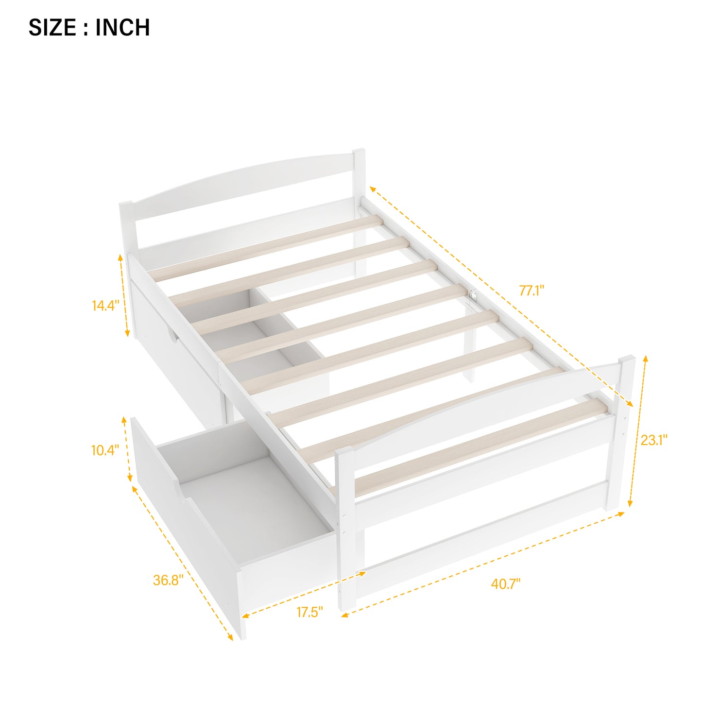 White Pine Storage Twin Bed