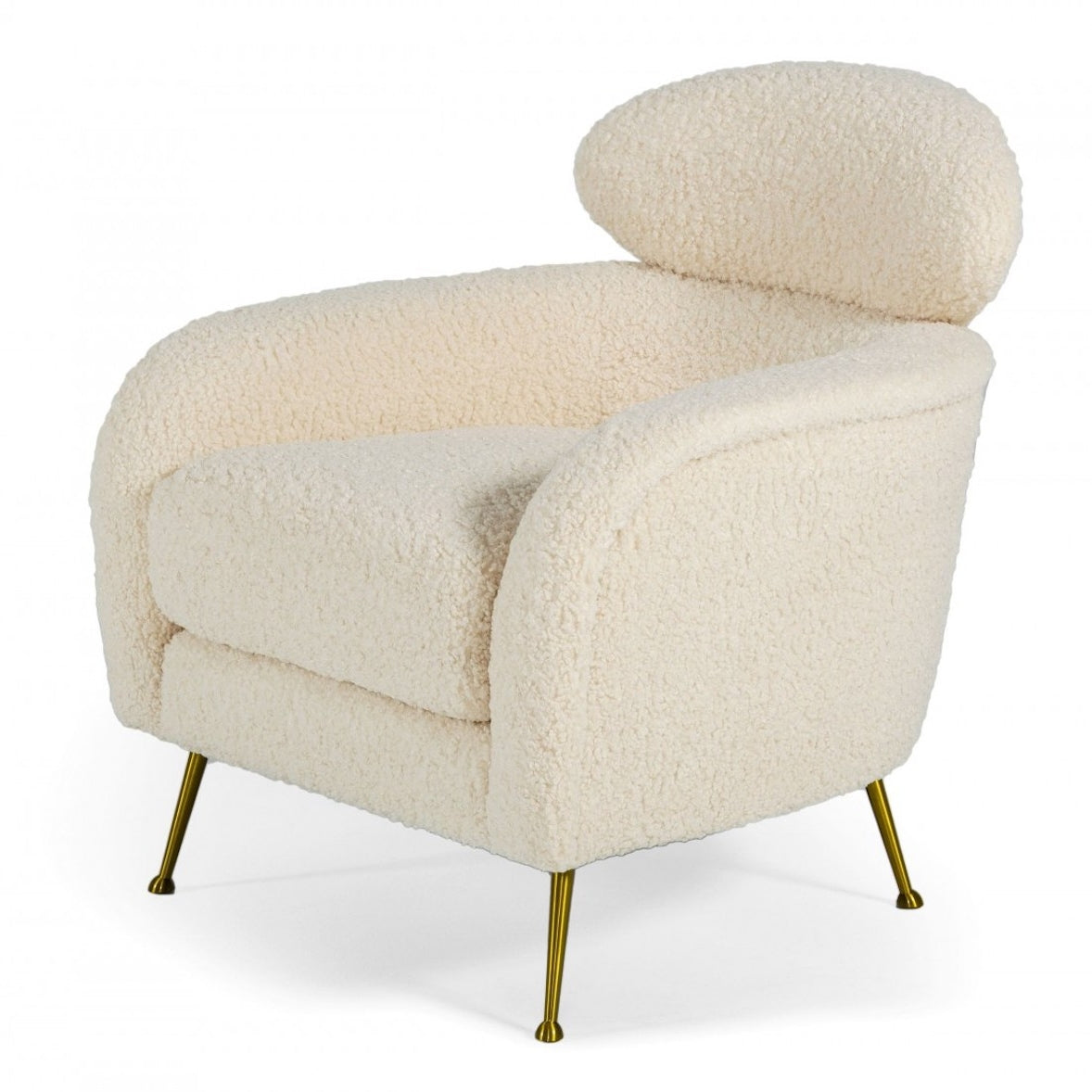 Oris White Contemporary Faux Fur Accent Chair