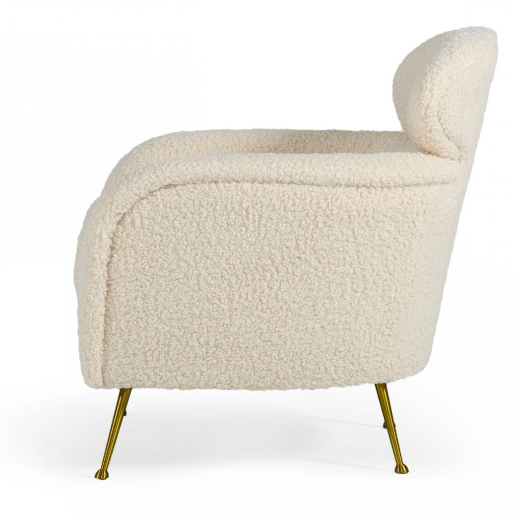 Oris White Contemporary Faux Fur Accent Chair