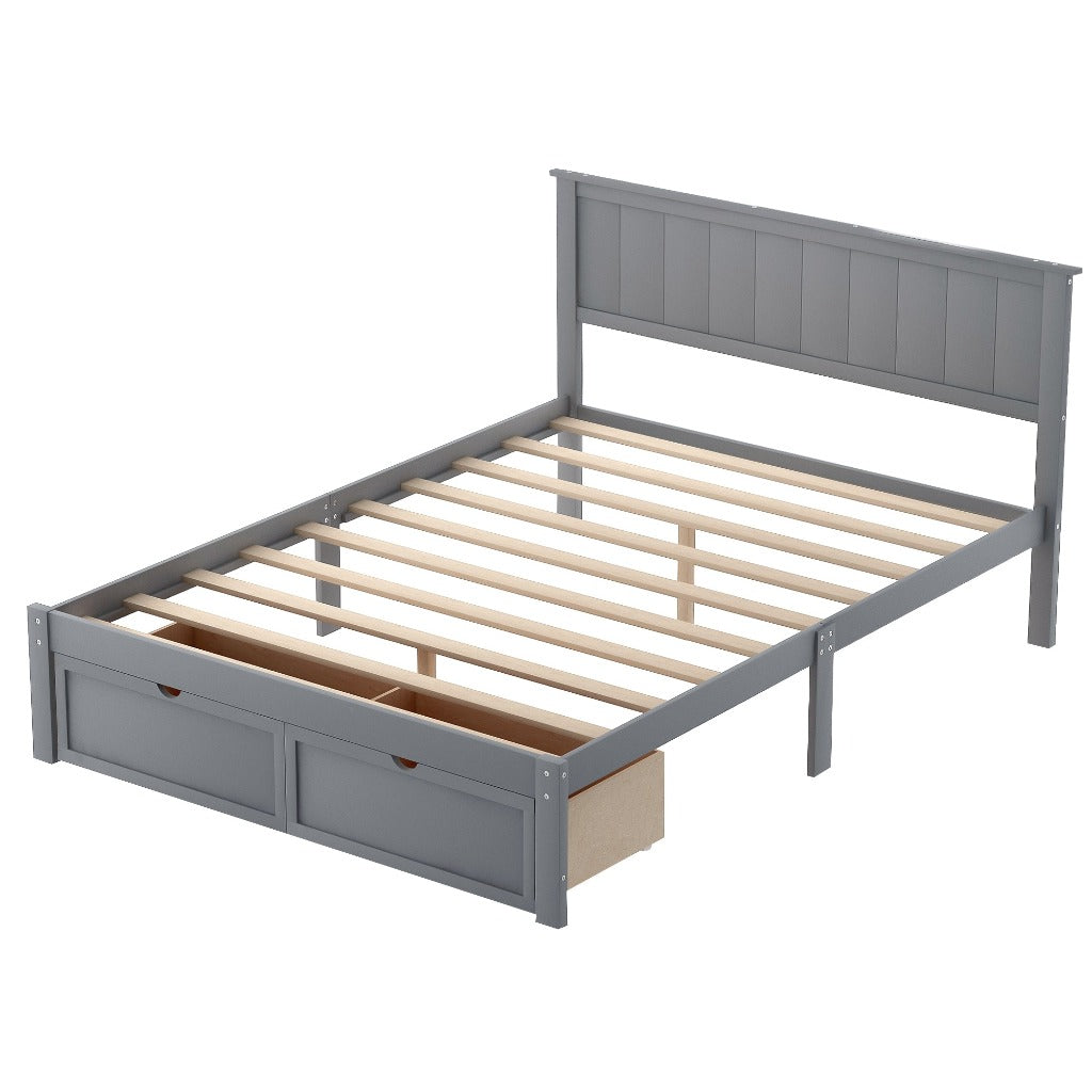 Grey Pine Storage Full Bed