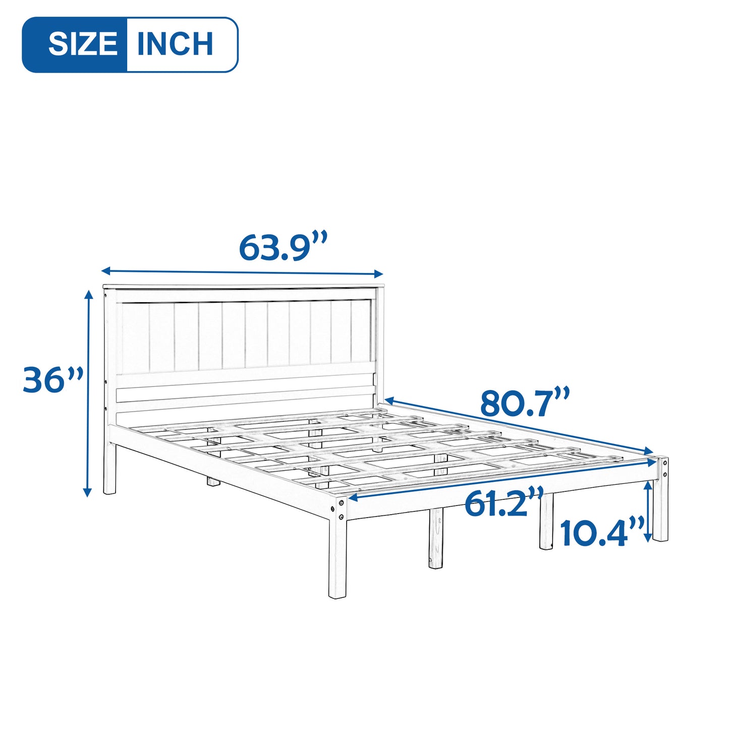 Grand lit plateforme en pin blanc